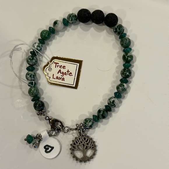 Handcrafted artisan bracelet made with authentic genuine tree agate gemstones. - Picture 2 of 3